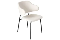 Riess-Ambiente Skandinavisch|Retro Möbel > Design Stuhl VOGUE weiß Bouclé schwarze Metallbeine
