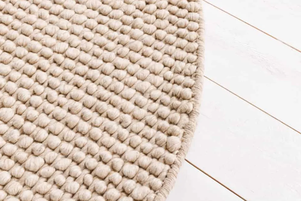 Riess-Ambiente Teppiche|Skandinavisch > Design Teppich WOOL 150cm beige rund Wolle Handarbeit