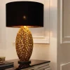 Riess-Ambiente Goldene Möbel|Tischlampen > Design Tischlampe ABSTRACT LEAF gold Metall schwarz Marmorfuß handmade
