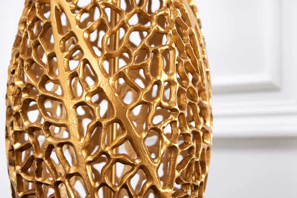 Riess-Ambiente Goldene Möbel|Tischlampen > Design Tischlampe ABSTRACT LEAF gold Metall schwarz Marmorfuß handmade