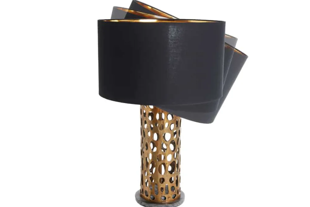 Riess-Ambiente Tischlampen > Design Tischlampe ABSTRACT LEAF kupfer antik Metall Marmorfuß handmade