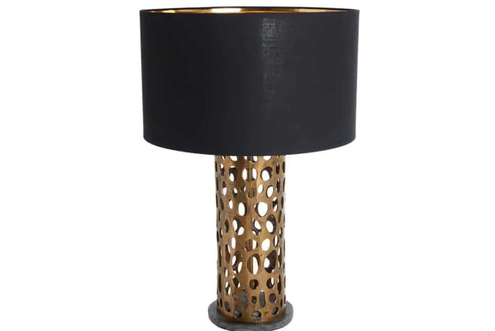 Riess-Ambiente Tischlampen > Design Tischlampe ABSTRACT LEAF kupfer antik Metall Marmorfuß handmade