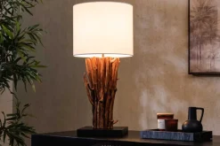 Riess-Ambiente Mehr...|Lampen > Design Tischlampe EUPHORIA 60cm natur weiß rund Massivholz handgearbeitet