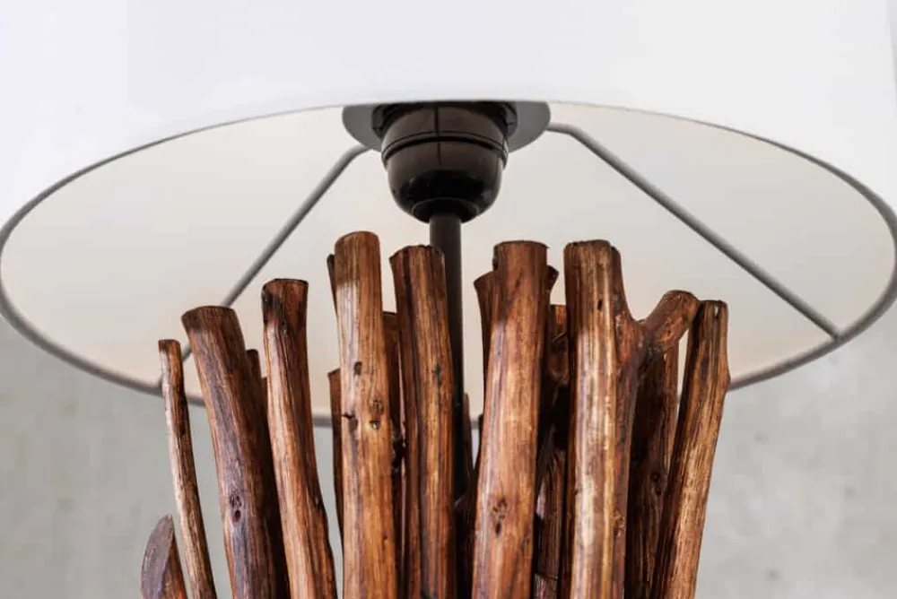 Riess-Ambiente Mehr...|Lampen > Design Tischlampe EUPHORIA 60cm natur weiß rund Massivholz handgearbeitet