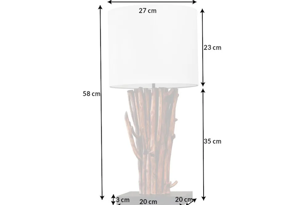 Riess-Ambiente Mehr...|Lampen > Design Tischlampe EUPHORIA 60cm natur weiß rund Massivholz handgearbeitet