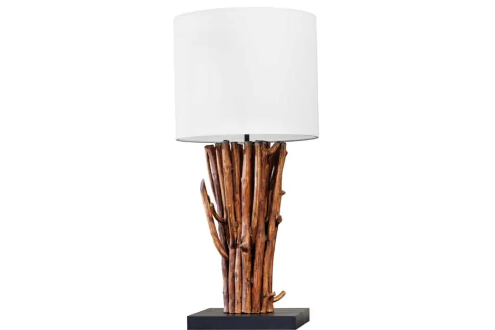 Riess-Ambiente Mehr...|Lampen > Design Tischlampe EUPHORIA 60cm natur weiß rund Massivholz handgearbeitet