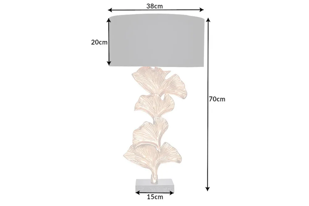 Riess-Ambiente Goldene Möbel|Tischlampen > Design Tischlampe GINKGO 70cm schwarz Stoffschirm gold Metall handmade Marmor-Fuß