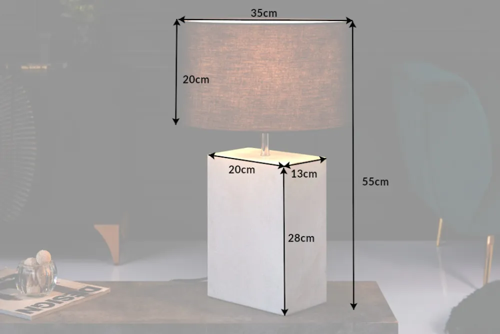 Riess-Ambiente Tischlampen > Design Tischlampe NOBLE 55cm weiß Marmorfuß Stoffschirm