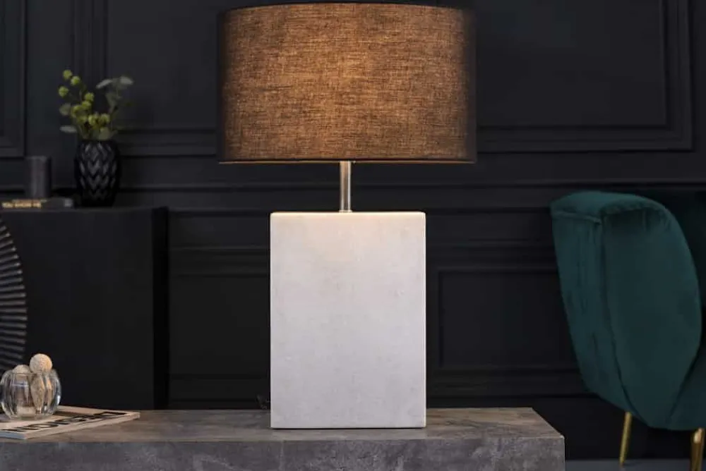 Riess-Ambiente Tischlampen > Design Tischlampe NOBLE 55cm weiß Marmorfuß Stoffschirm