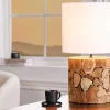 Riess-Ambiente Mehr...|Lampen > Design Tischlampe PURE NATURE 45cm natur handmade Eisenholz Baumwollschirm weiß