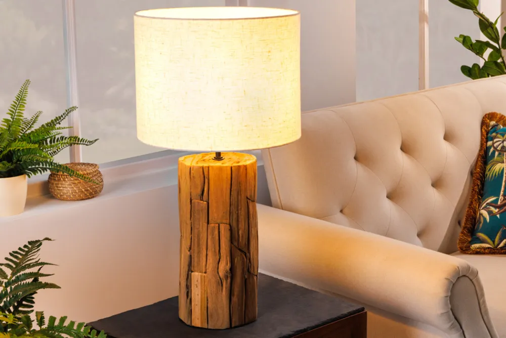 Riess-Ambiente Mehr...|Mehr... > Design Tischlampe ROOTS 60cm Treibholz Leinenschirm beige handmade