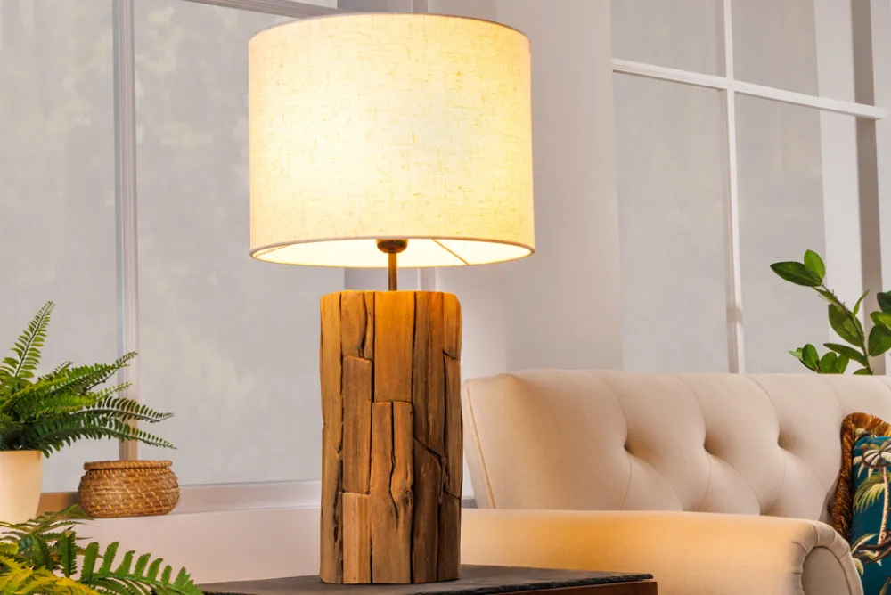 Riess-Ambiente Mehr...|Mehr... > Design Tischlampe ROOTS 60cm Treibholz Leinenschirm beige handmade
