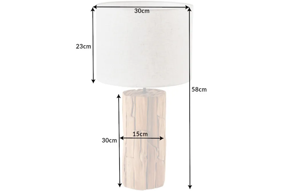 Riess-Ambiente Mehr...|Mehr... > Design Tischlampe ROOTS 60cm Treibholz Leinenschirm beige handmade