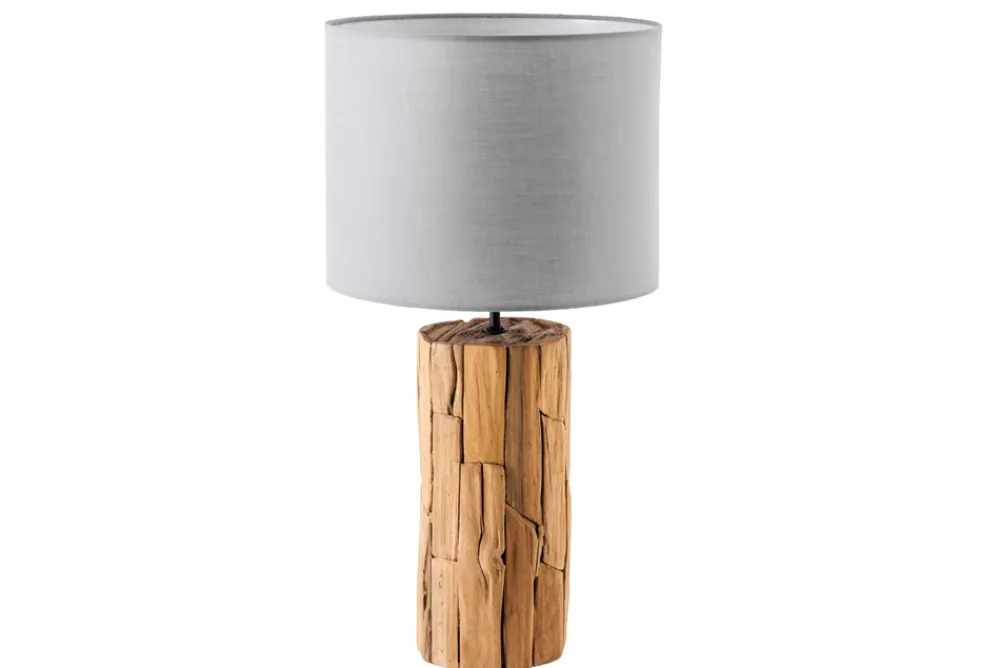 Riess-Ambiente Mehr...|Mehr... > Design Tischlampe ROOTS 60cm Treibholz Leinenschirm grau handmade