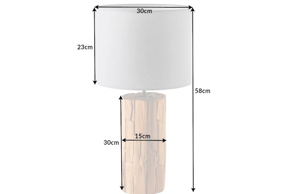 Riess-Ambiente Mehr...|Mehr... > Design Tischlampe ROOTS 60cm Treibholz Leinenschirm grau handmade
