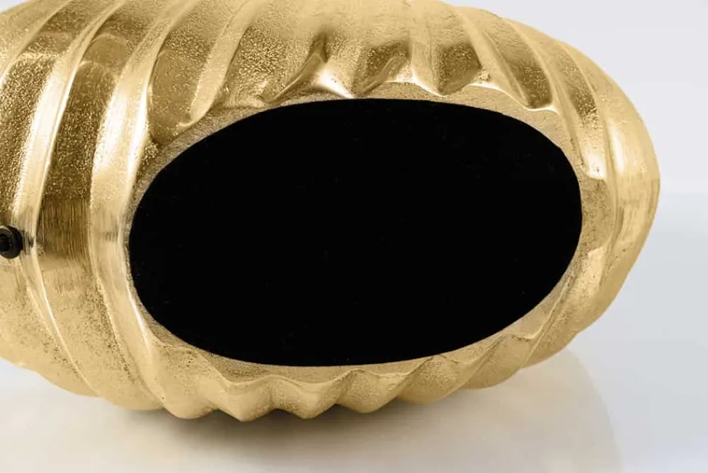 Riess-Ambiente Goldene Möbel|Tischlampen > Design Tischlampe SHELL 60cm gold schwarz Metall Stoffschirm maritim