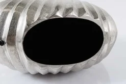 Riess-Ambiente Tischlampen > Design Tischlampe SHELL 60cm silber schwarz Metall Stoffschirm maritim