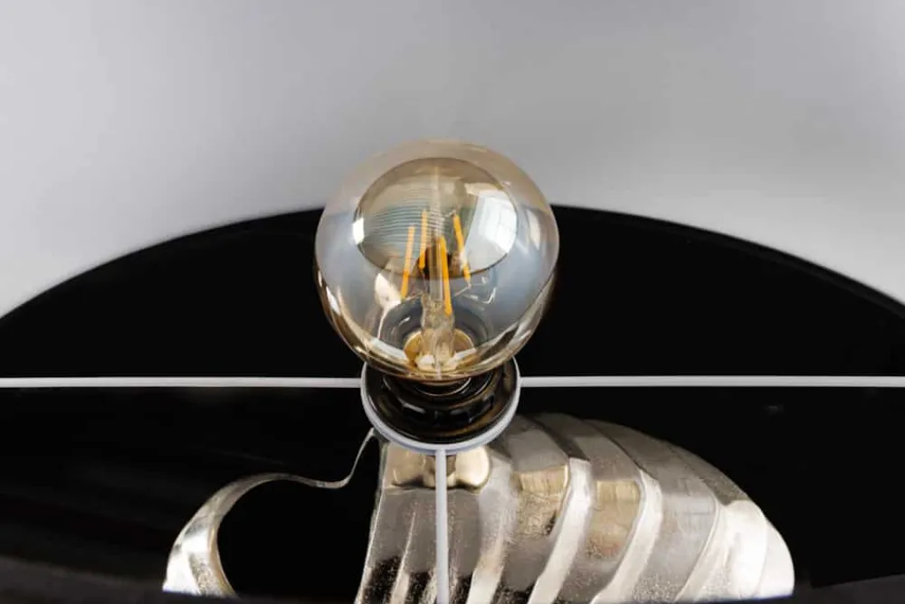 Riess-Ambiente Tischlampen > Design Tischlampe SHELL 60cm silber schwarz Metall Stoffschirm maritim