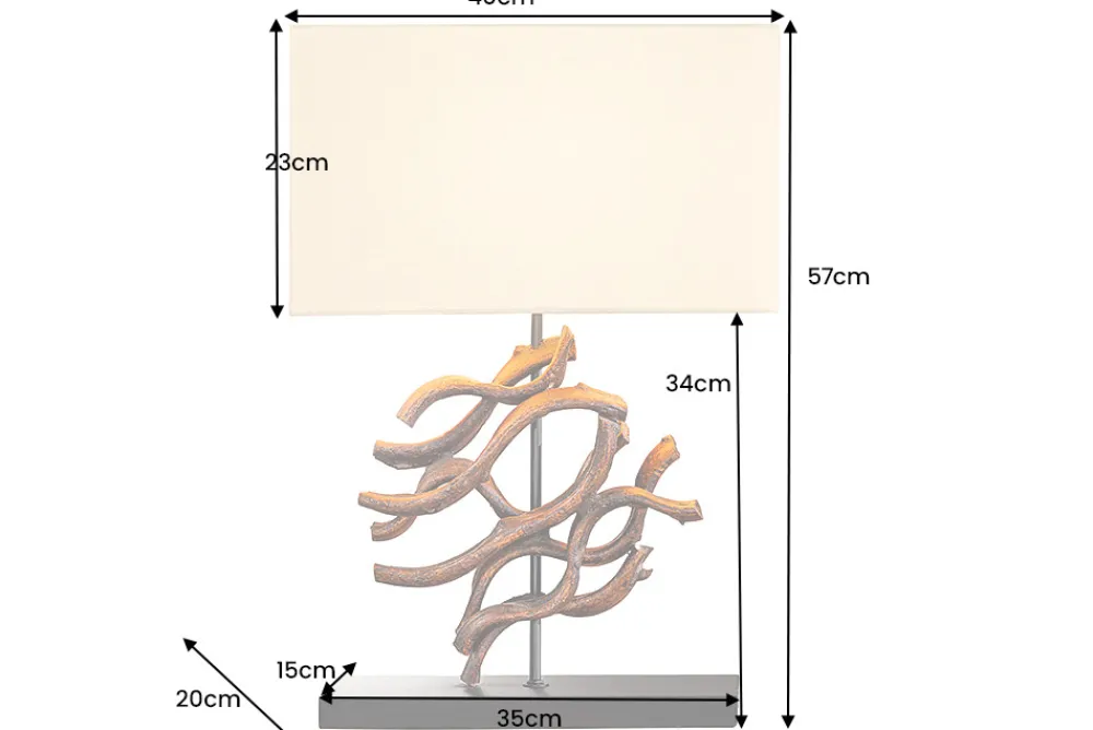 Riess-Ambiente Mehr...|Lampen > Design Tischlampe WAVE 60cm natur Massivholz handmade beige Baumwollschirm