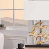 Riess-Ambiente Mehr...|Lampen > Design Tischlampe WAVE 60cm natur Massivholz handmade weiß Baumwollschirm
