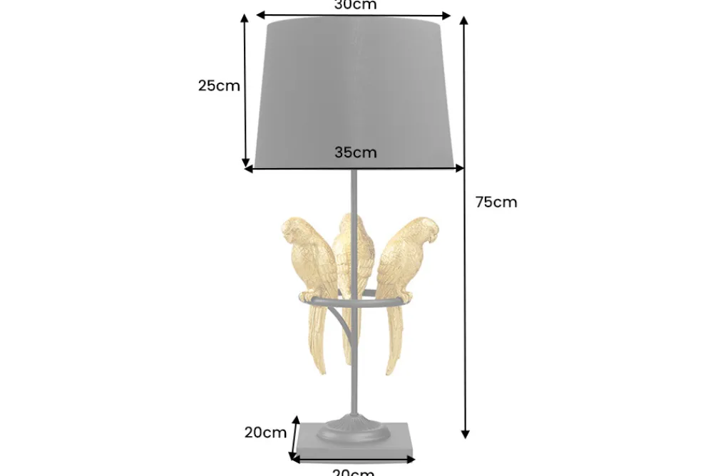 Riess-Ambiente Tischlampen > Design Tischlampe WILDLIFE 75cm schwarz türkis rund Papagei Skulpturen mit Marmor-Fuß
