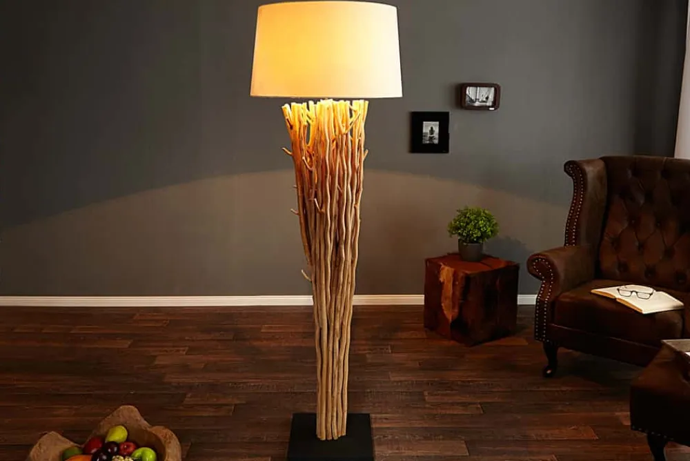 Riess-Ambiente Mehr...|Mehr... > Design Treibholz Stehlampe EUPHORIA 180cm natur mit Leinenschirm
