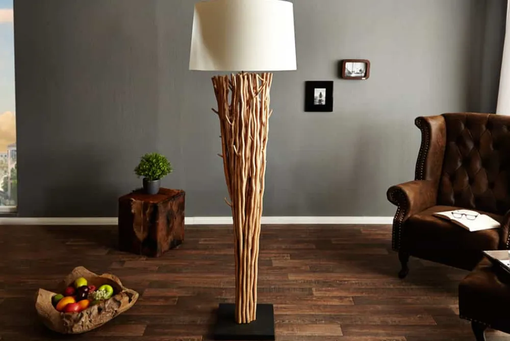 Riess-Ambiente Mehr...|Mehr... > Design Treibholz Stehlampe EUPHORIA 180cm natur mit Leinenschirm