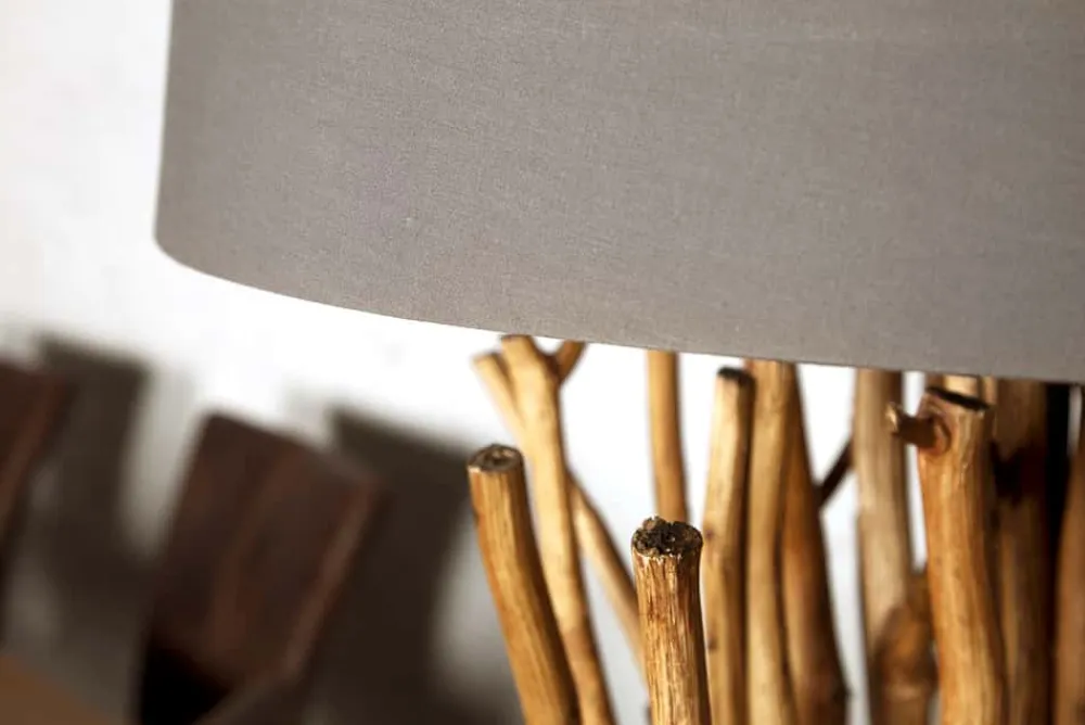 Riess-Ambiente Mehr...|Mehr... > Design Treibholz Stehlampe EUPHORIA 180cm grau mit Leinenschirm