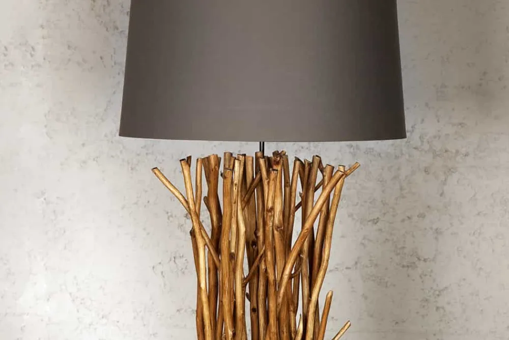 Riess-Ambiente Mehr...|Mehr... > Design Treibholz Stehlampe EUPHORIA 180cm grau mit Leinenschirm