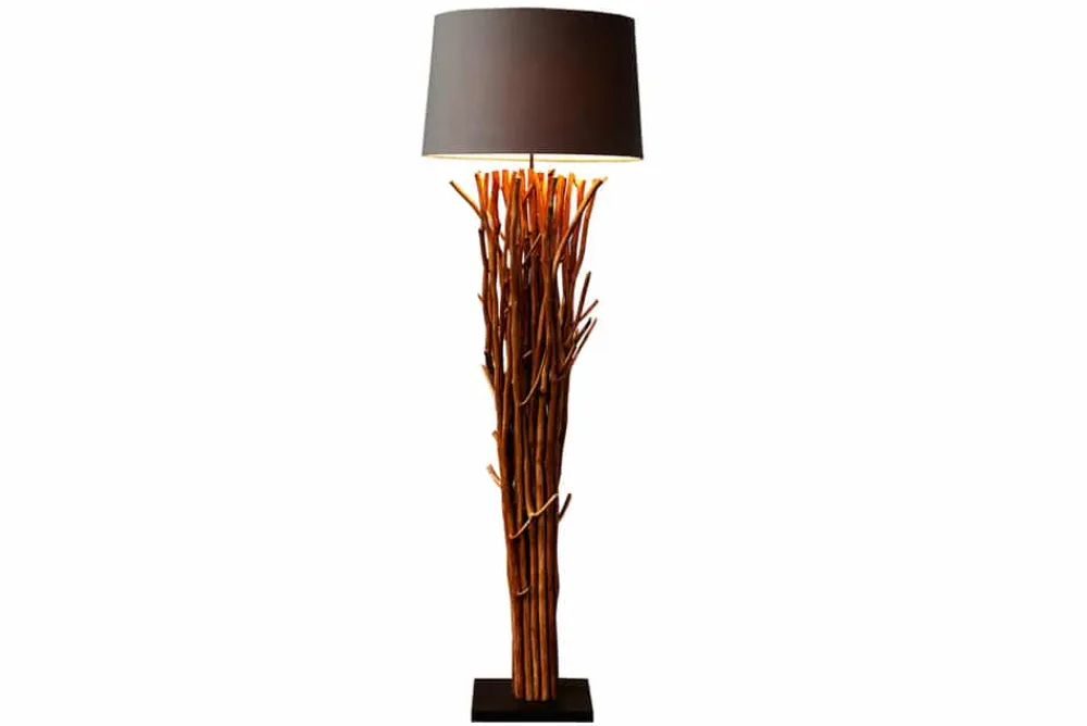 Riess-Ambiente Mehr...|Mehr... > Design Treibholz Stehlampe EUPHORIA 180cm grau mit Leinenschirm