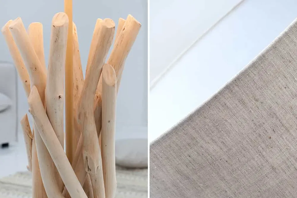 Riess-Ambiente Mehr...|Mehr... > Design Treibholz Tischleuchte WILD NATURE 62cm sand mit Leinenschirm