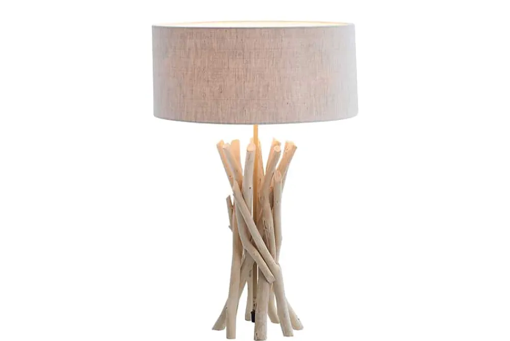Riess-Ambiente Mehr...|Mehr... > Design Treibholz Tischleuchte WILD NATURE 62cm sand mit Leinenschirm