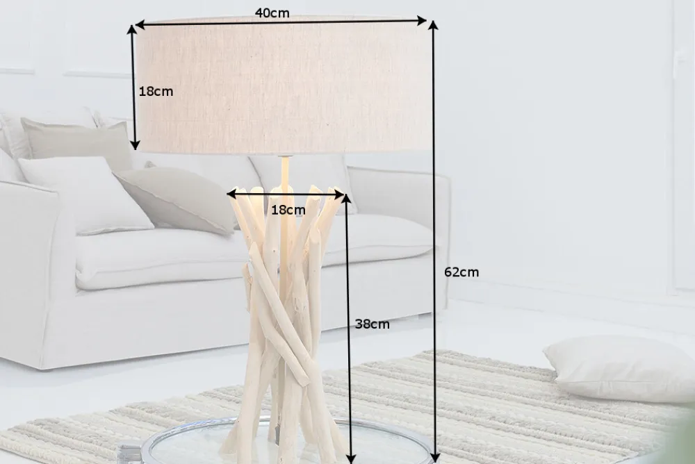 Riess-Ambiente Mehr...|Mehr... > Design Treibholz Tischleuchte WILD NATURE 62cm sand mit Leinenschirm
