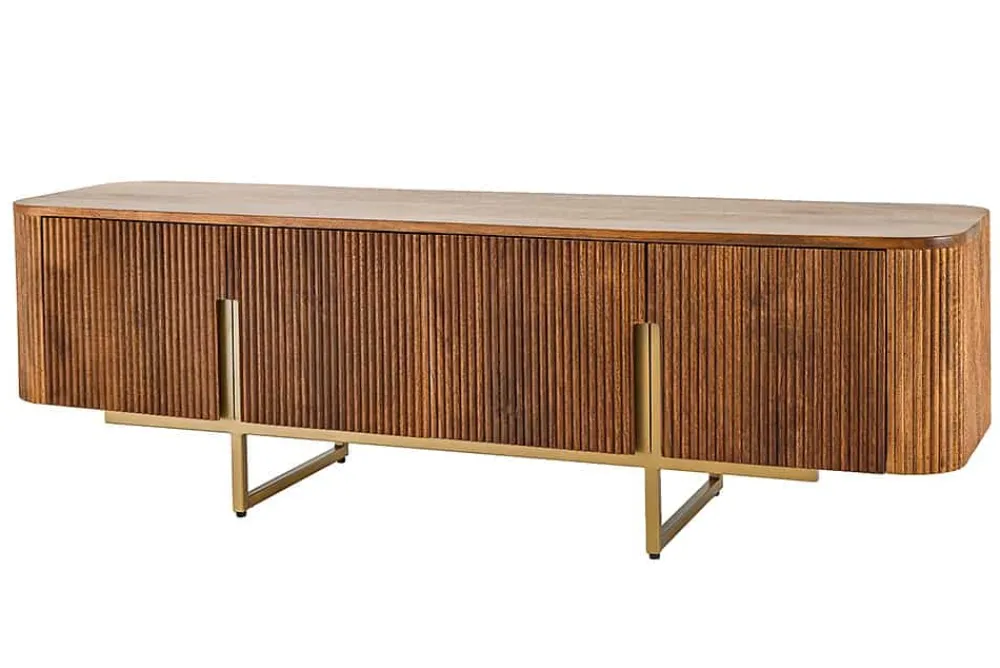 Riess-Ambiente Retro Möbel|Tv- & Lowboards > Design TV Board GATSBY 160cm braun mattgold Mangoholz Retro