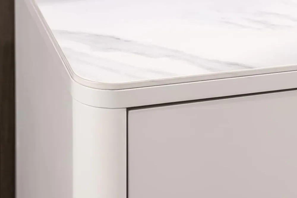 Riess-Ambiente Retro Möbel|Tv- & Lowboards > Design TV-Board SAVOY 150cm kaschmir weiß Marmor Keramik mit Stauraum und 3D-Front