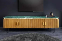 Riess-Ambiente Tv- & Lowboards|Mehr... > Design TV-Board VENEZIANO 160cm messing grün Marmorplatte Mangoholz Retro