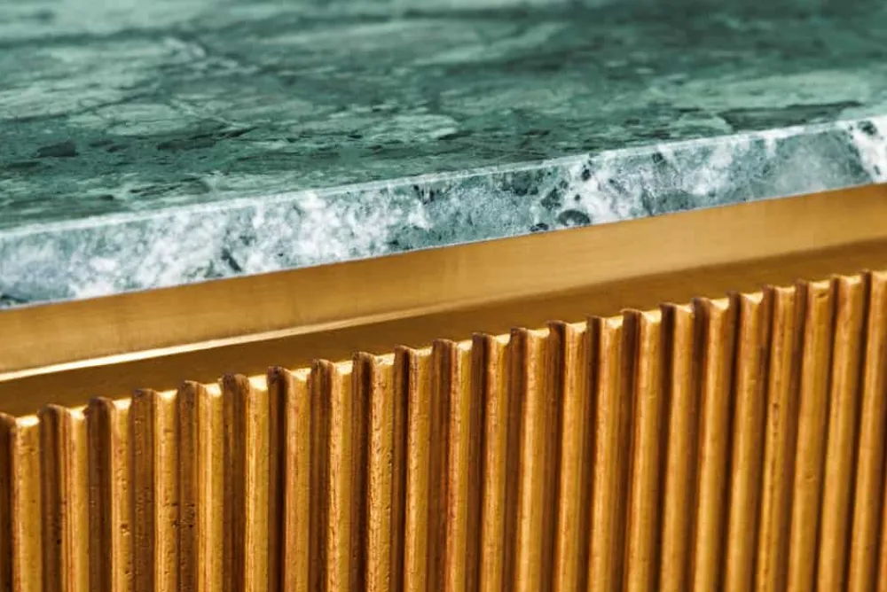 Riess-Ambiente Tv- & Lowboards|Mehr... > Design TV-Board VENEZIANO 160cm messing grün Marmorplatte Mangoholz Retro