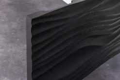 Riess-Ambiente Goldene Möbel|Tv- & Lowboards > Design TV-Board WAVE 160cm schwarz Mangoholz mit 3D Schnitzereien hängend