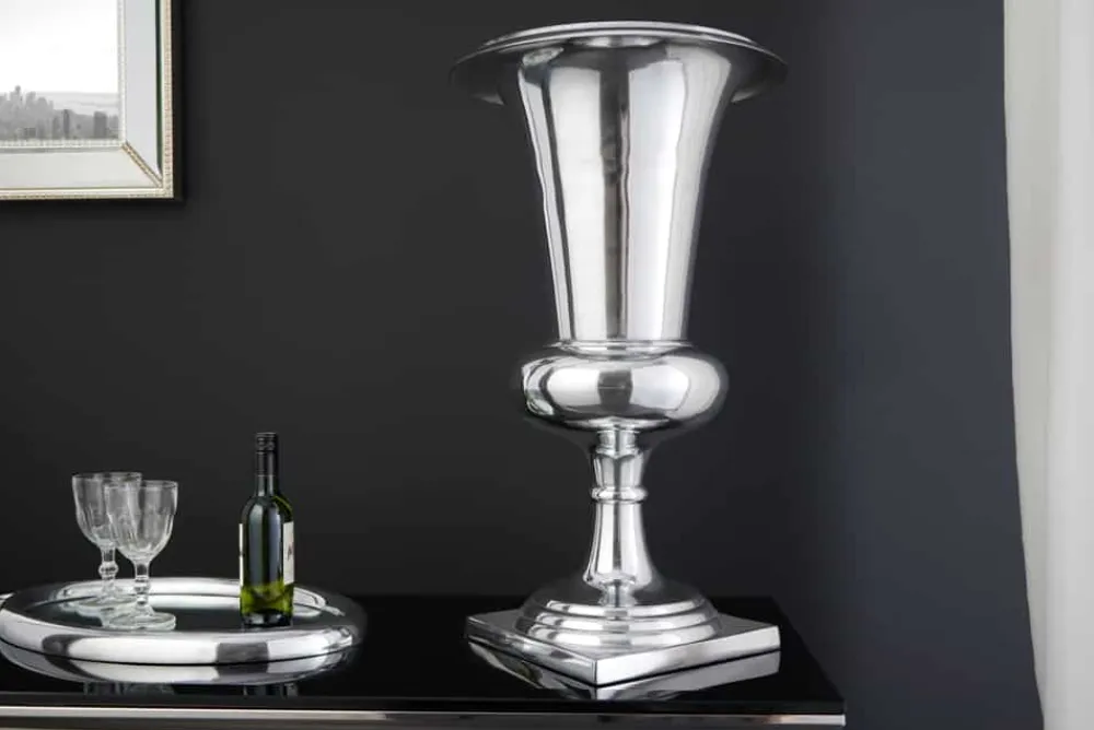 Riess-Ambiente Dekoration|Vasen > Design Vase GOAL 60cm silber Pflanzen Pokal Aluminium