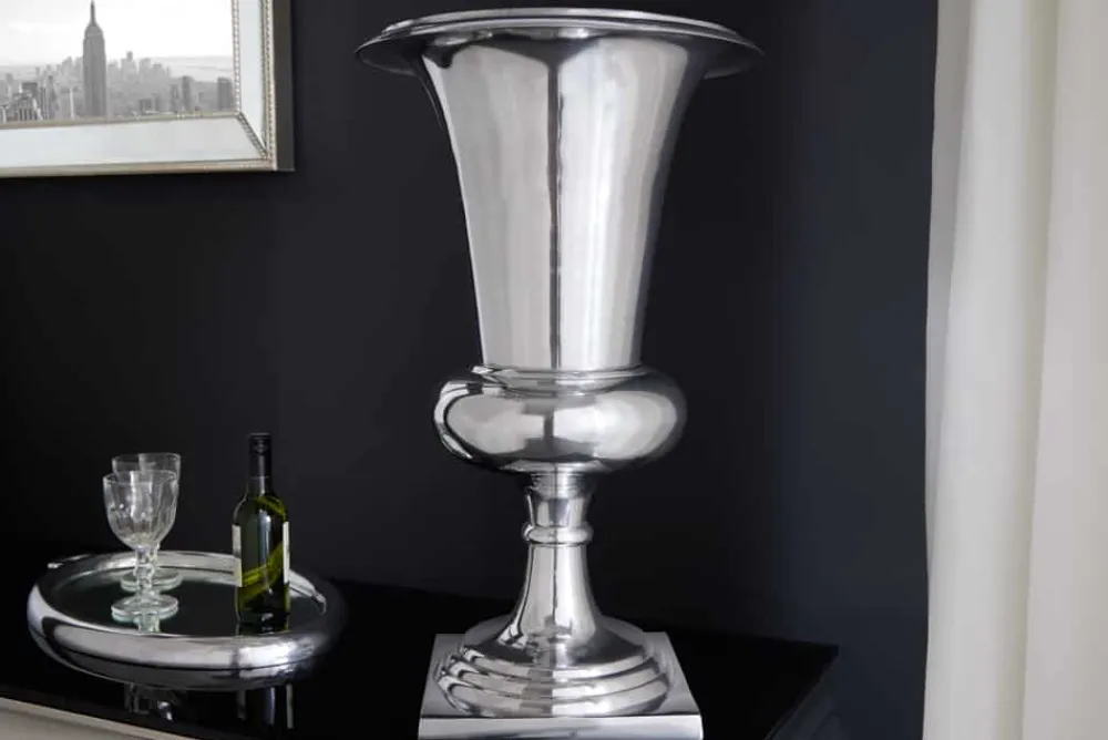 Riess-Ambiente Dekoration|Vasen > Design Vase GOAL 75cm silber Pflanzen Pokal Aluminium