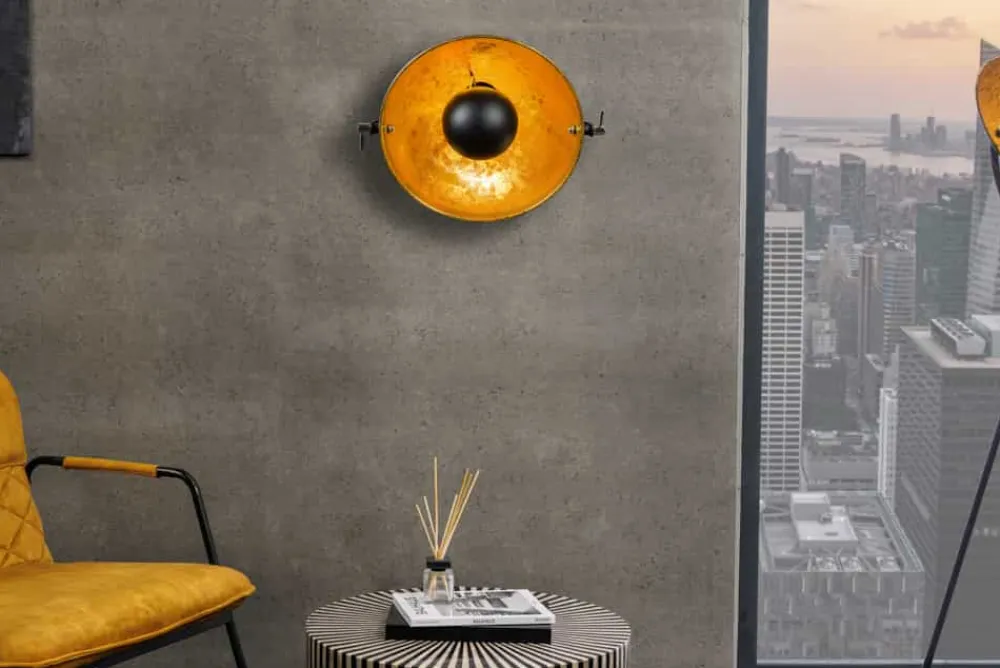 Riess-Ambiente Goldene Möbel|Wandleuchten > Design Wandleuchte STUDIO 38cm schwarz Blattgold-Optik neigbarer Schirm
