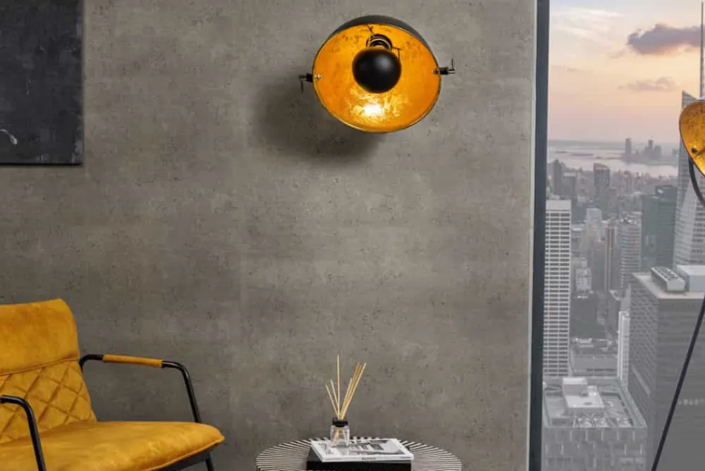 Riess-Ambiente Goldene Möbel|Wandleuchten > Design Wandleuchte STUDIO 38cm schwarz Blattgold-Optik neigbarer Schirm