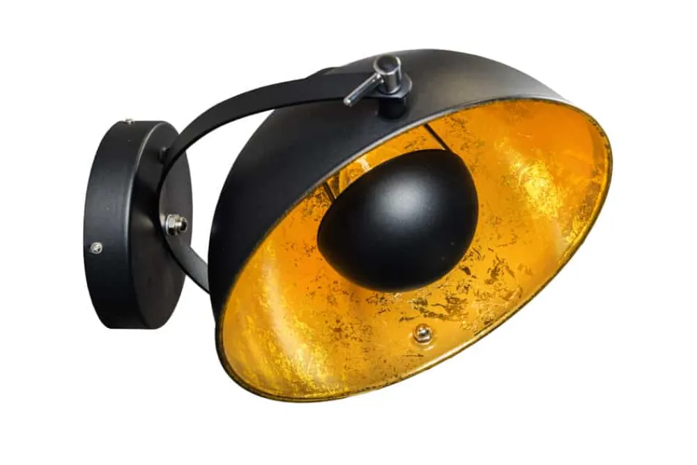 Riess-Ambiente Goldene Möbel|Wandleuchten > Design Wandleuchte STUDIO 38cm schwarz Blattgold-Optik neigbarer Schirm