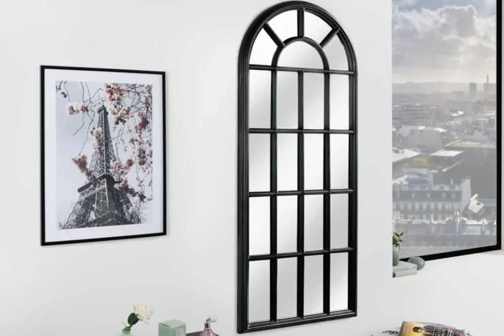 Riess-Ambiente Spiegel > Design Wandspiegel CASTILLO 140cm schwarz Landhausstil Fenster