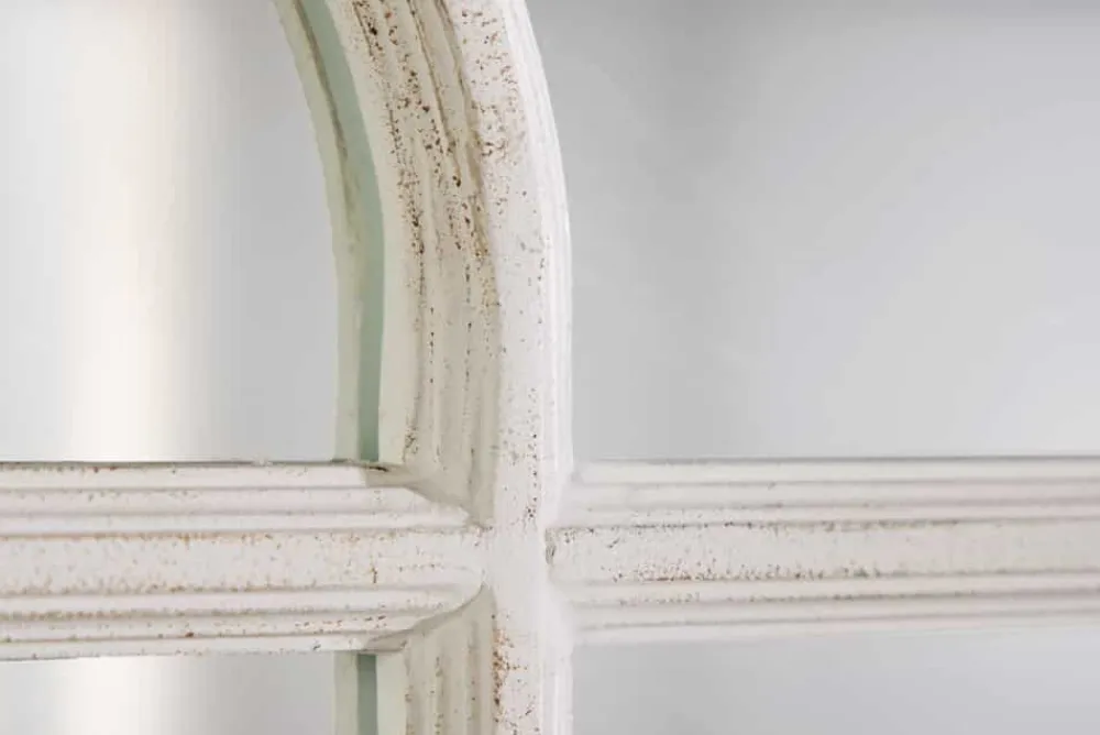 Riess-Ambiente Spiegel > Design Wandspiegel CASTILLO 100cm weiß Landhausstil Fensterspiegel Rundbogen Shabby Chic