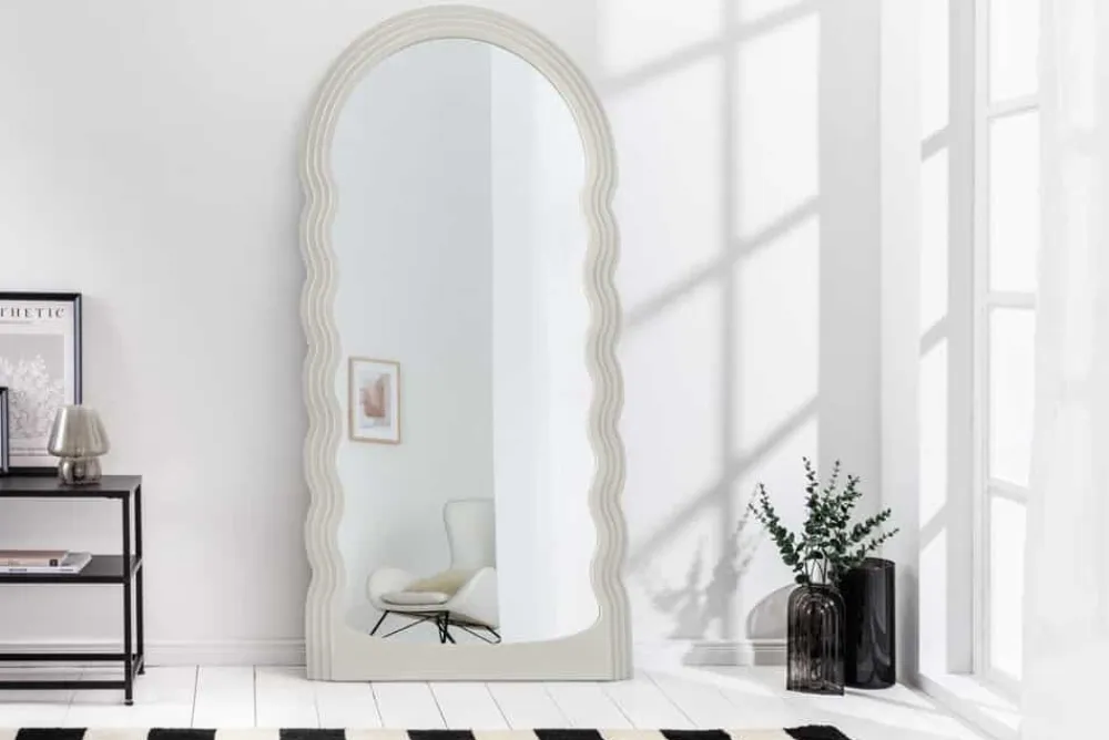 Riess-Ambiente Spiegel > Design Wandspiegel WAVE 160cm weiß Rundbogen Spiegel