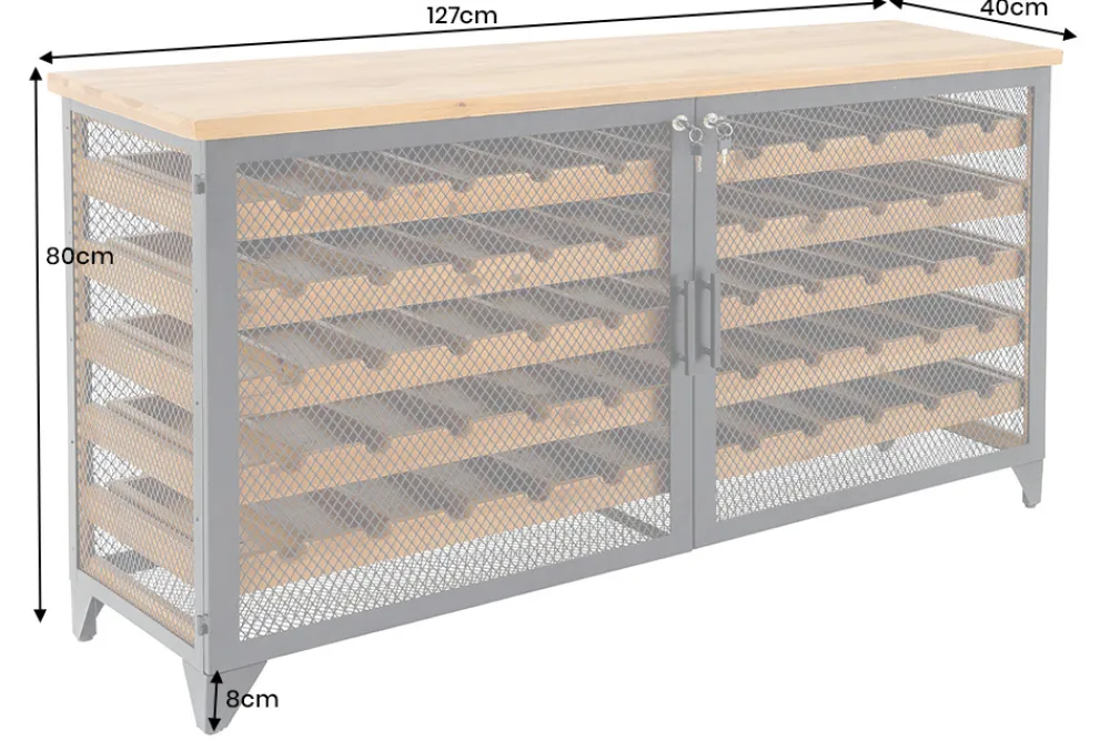 Riess-Ambiente Industrial Loft|Weinregale > Design Weinboard BODEGA 130cm natur schwarz Tannenholz Metall Flaschenregal