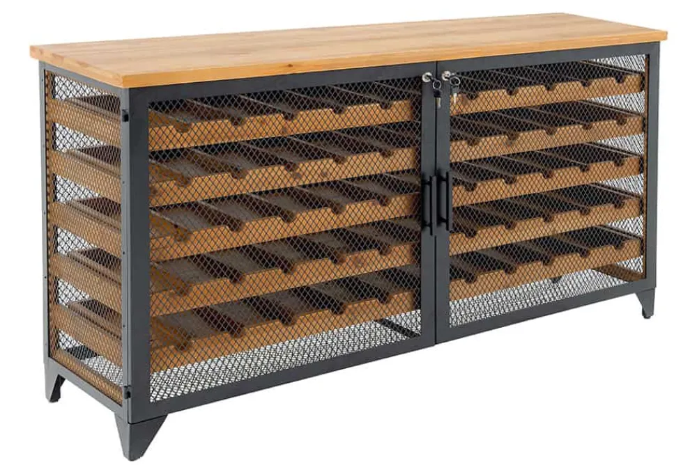 Riess-Ambiente Industrial Loft|Weinregale > Design Weinboard BODEGA 130cm natur schwarz Tannenholz Metall Flaschenregal