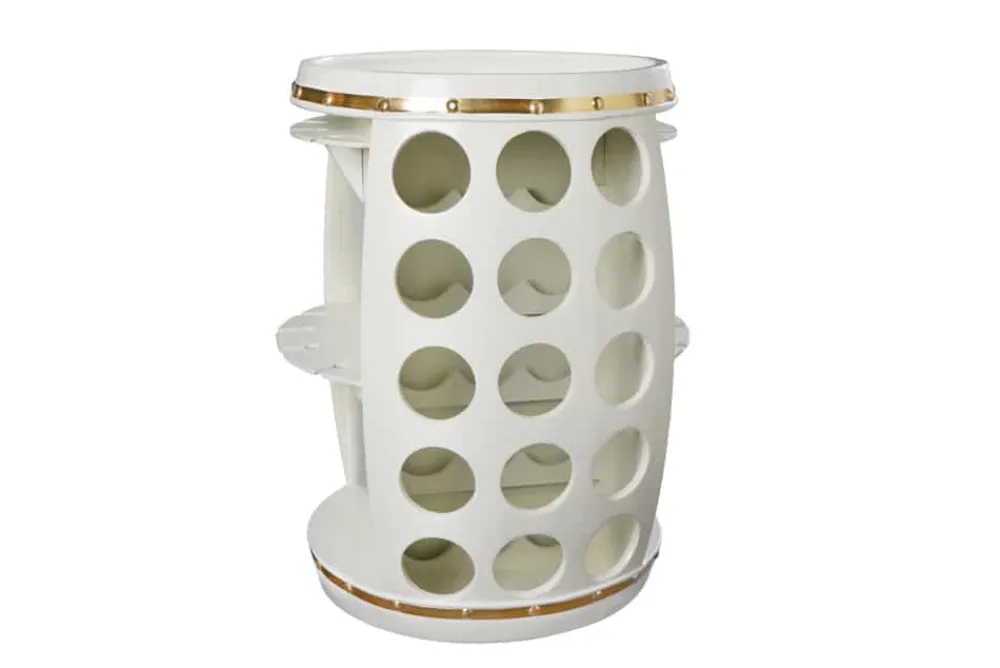 Riess-Ambiente Goldene Möbel|Weinregale > Design Weinfass BODEGA WHITE 70cm weiß gold Pinie Flaschen Gläseraufhängung