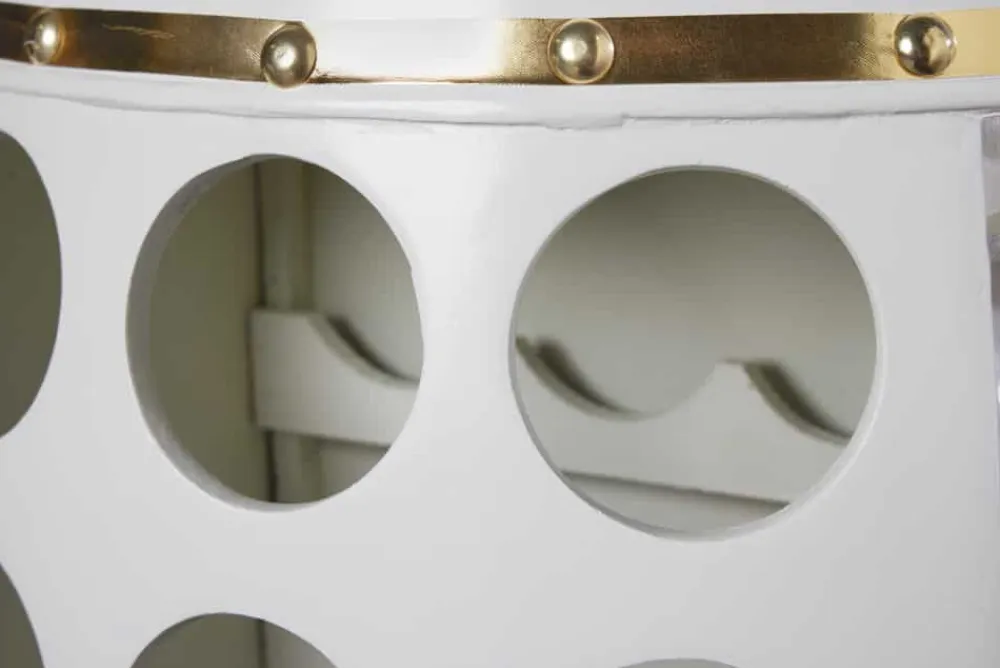 Riess-Ambiente Goldene Möbel|Weinregale > Design Weinfass BODEGA WHITE 70cm weiß gold Pinie Flaschen Gläseraufhängung